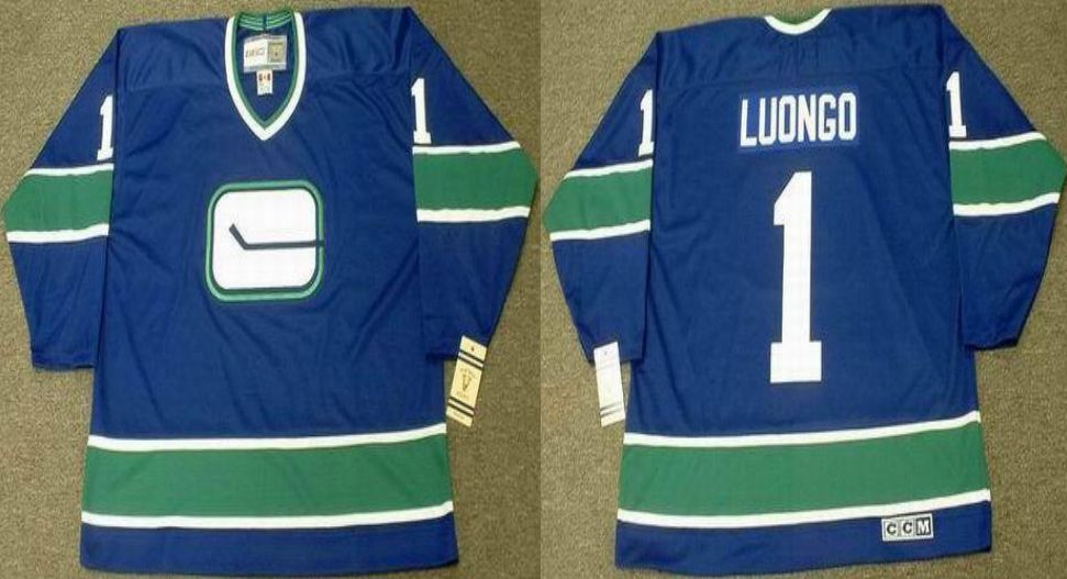2019 Men Vancouver Canucks 1 Luongo Blue CCM NHL jerseys